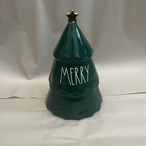 Rae dunn green Christmas tree decor “merry”